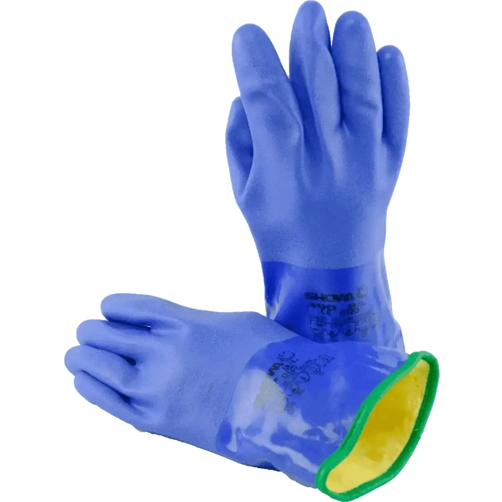 Blaue Trockenhandschuhe für das Kaltwasser- und Trockentauchen