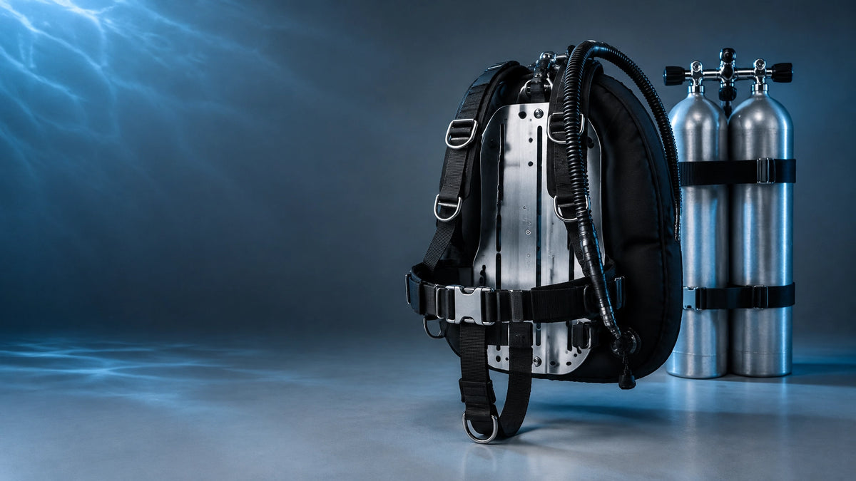 Technisches Backmount-Tauchsystem mit Backplate, Harness und Wing