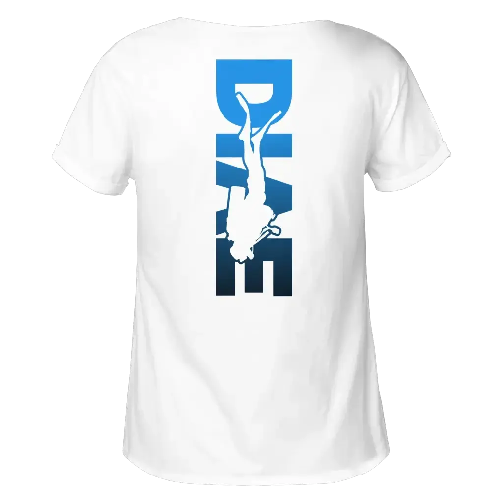 Dive Down Logo auf der Rückseite - Womens Roll-Up T-Shirt