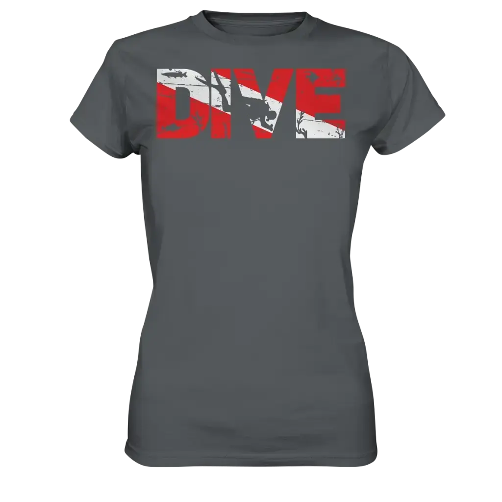 Dive Flag - Ladies Premium Shirt - Dark Grey / XS