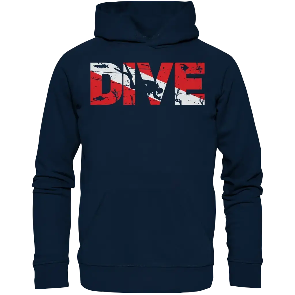Dive Flag - Organic Basic Hoodie - French Navy / XS