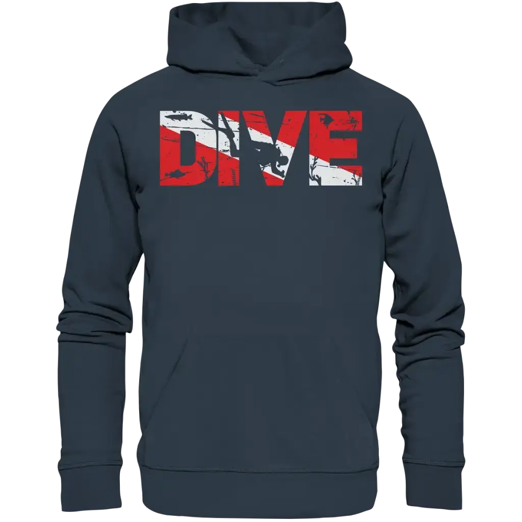 Dive Flag - Organic Basic Hoodie - India Ink Grey / XS