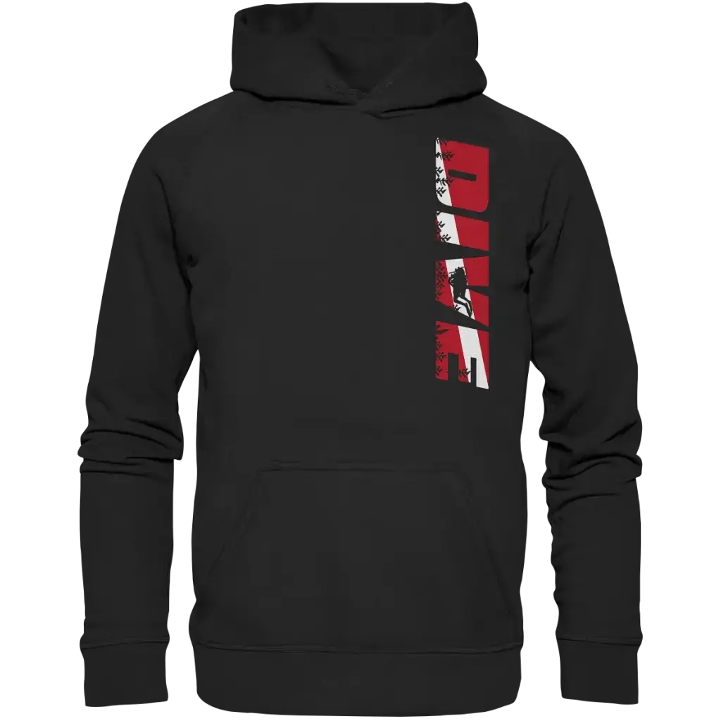 Dive Side Print - Basic Unisex Hoodie - Deep Black / XS