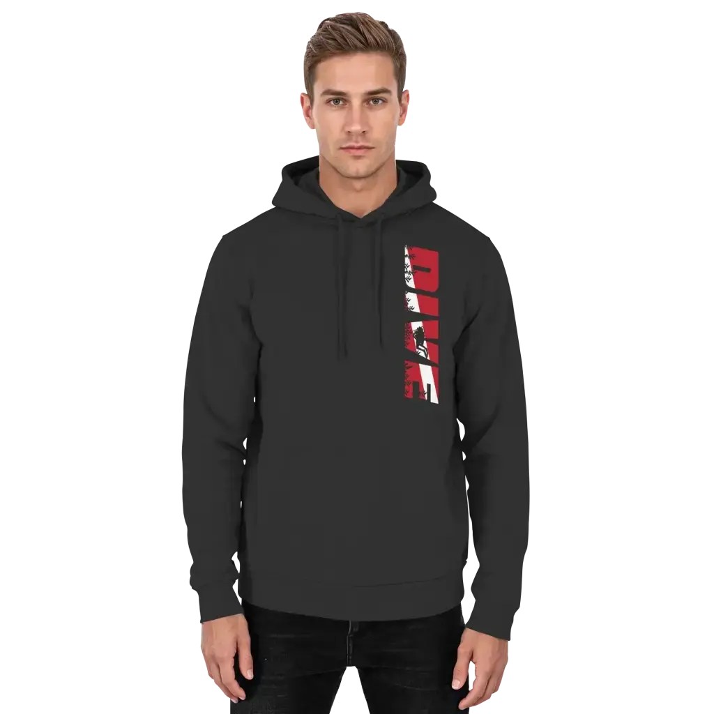 Dive Side Print - Basic Unisex Hoodie - Jet Black / XS