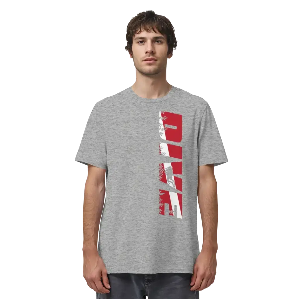 Dive Side Print - Organic Shirt - Heather Grey / XS