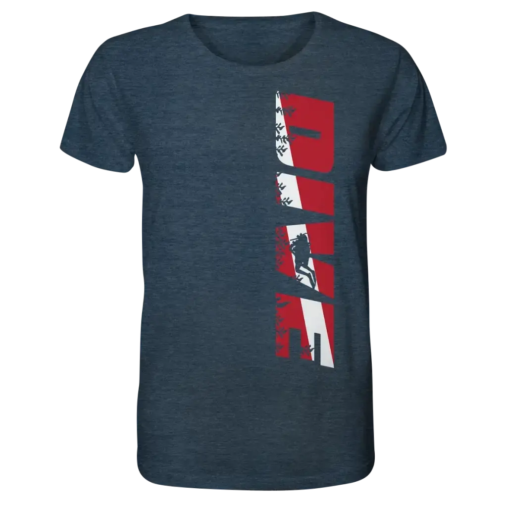 Dive Side Print - Organic Shirt - Dark Heather Blue / XS
