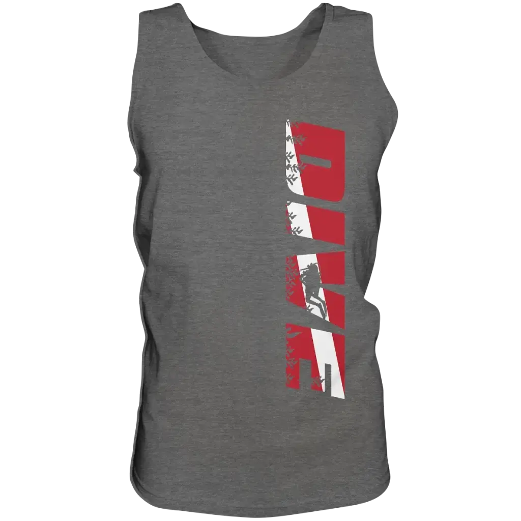 Dive Side Print - Relaxed Tank Top - Charcoal (Heather) / S