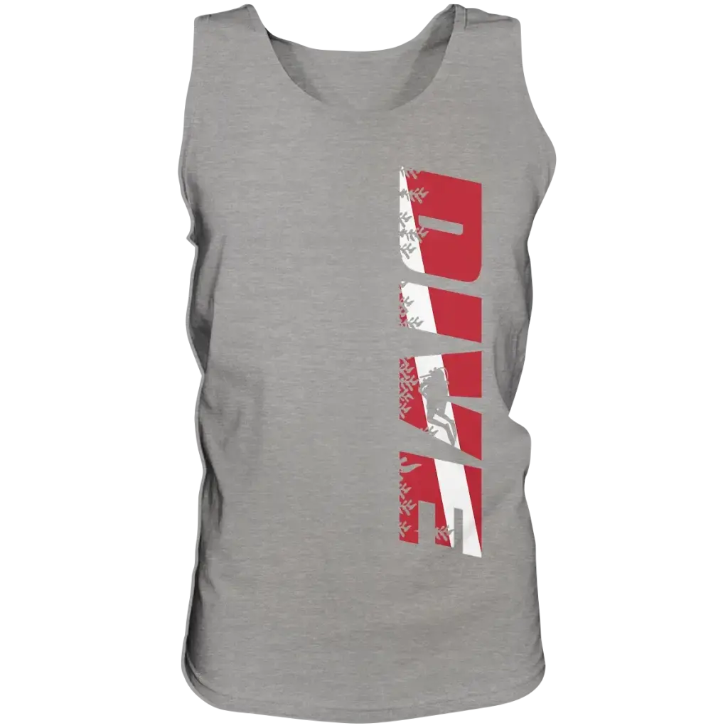 Dive Side Print - Relaxed Tank Top - Heather Grey / S