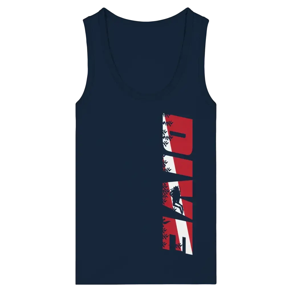 Dive Side Print - Womens Organic Fitted Tank Top - French