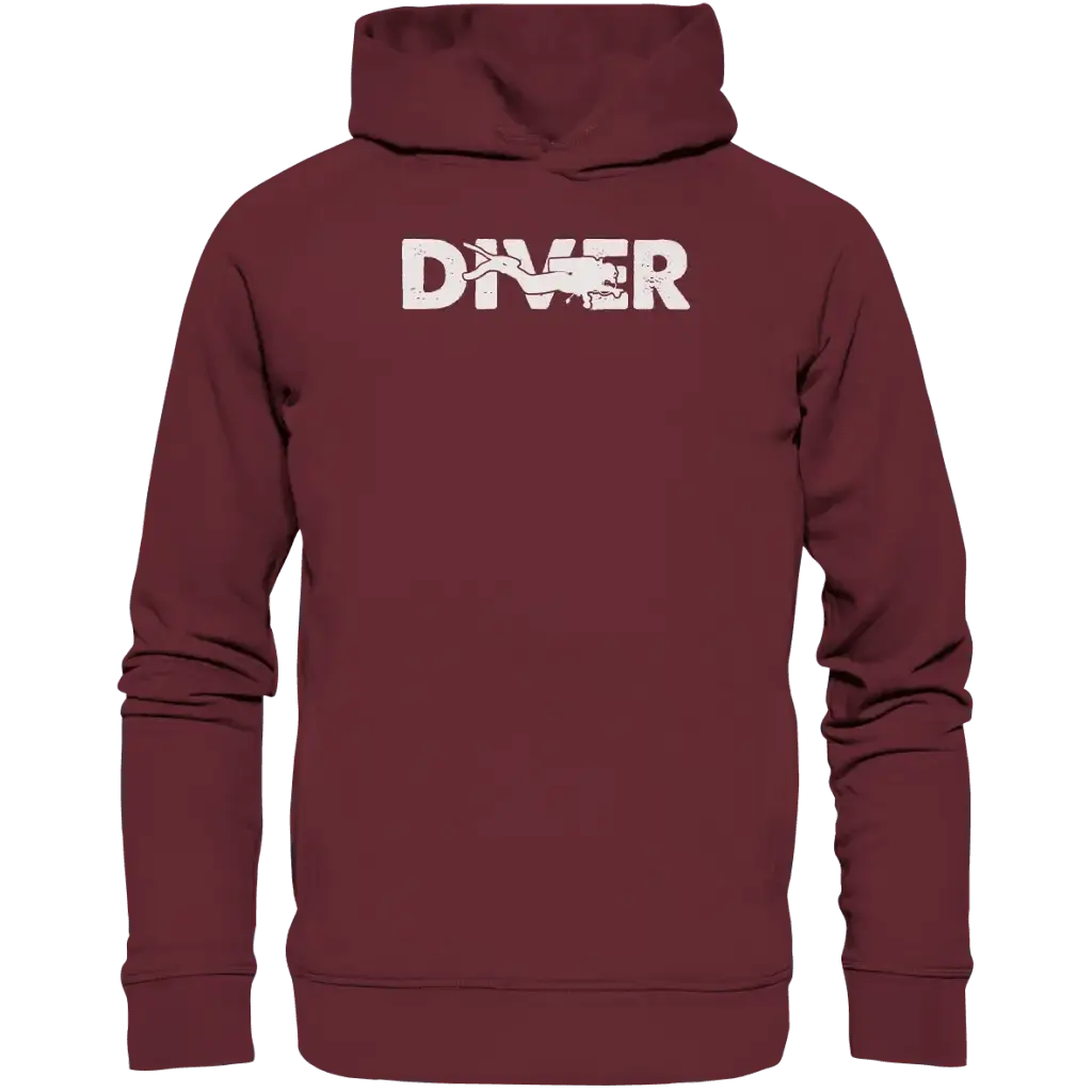 Diver - Taucher - Organic Fashion Hoodie - Burgundy / XS