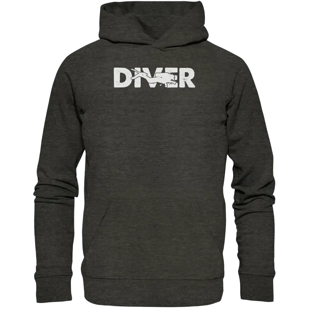 Diver - Taucher - Organic Hoodie - Dark Heather Grey / XS