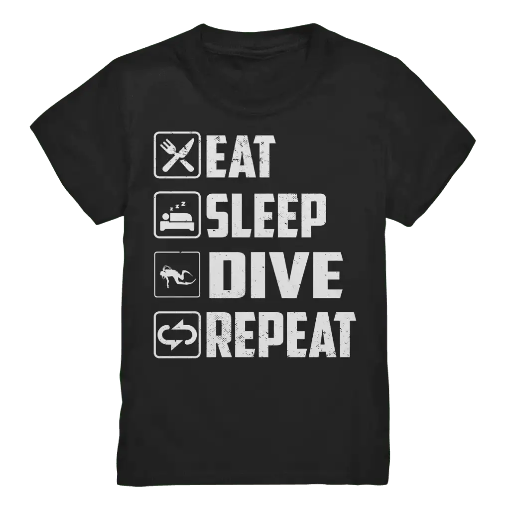 Eat Sleep Dive Repeat - Kids Premium Shirt - Black / 98/104