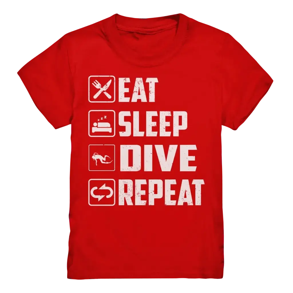 Eat Sleep Dive Repeat - Kids Premium Shirt - Red / 98/104