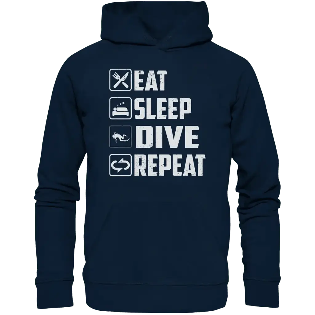 Eat Sleep Dive Repeat - Organic Hoodie - French Navy / XS