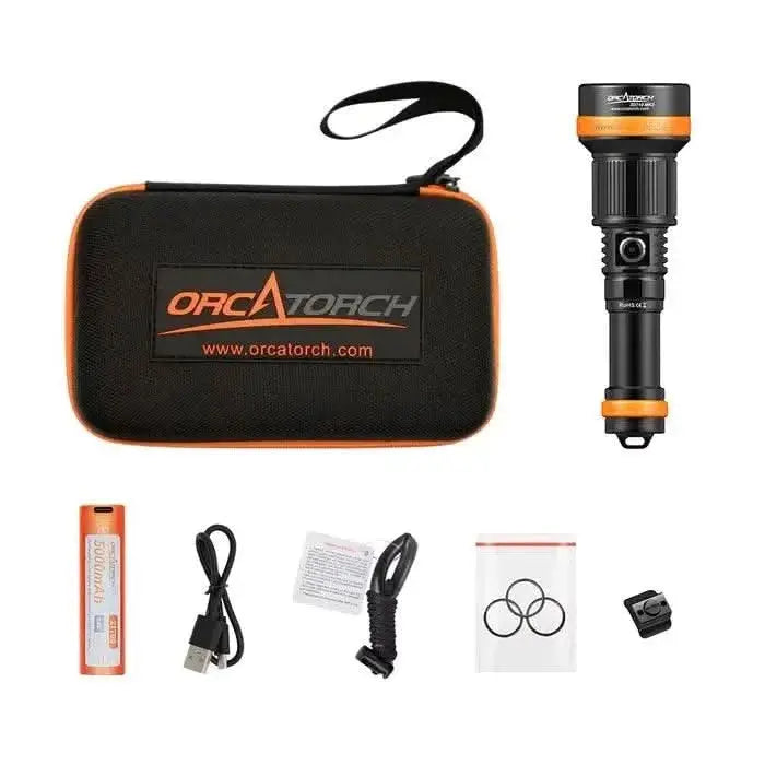 OrcaTorch - ZD710 MK2 - Tauchlampe Set inkl. 2 Akkus - 3000