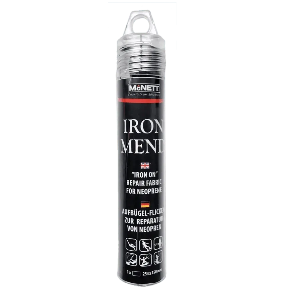 black 25.5cm x 15cm iron-on repair fabric for neoprene packaging