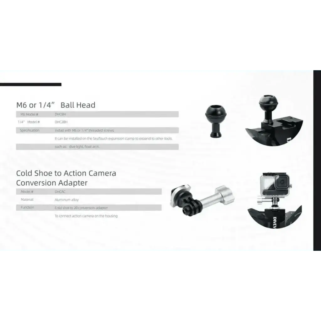 Divevolk Cold Shoe for action camera adapter with aluminum alloy design.