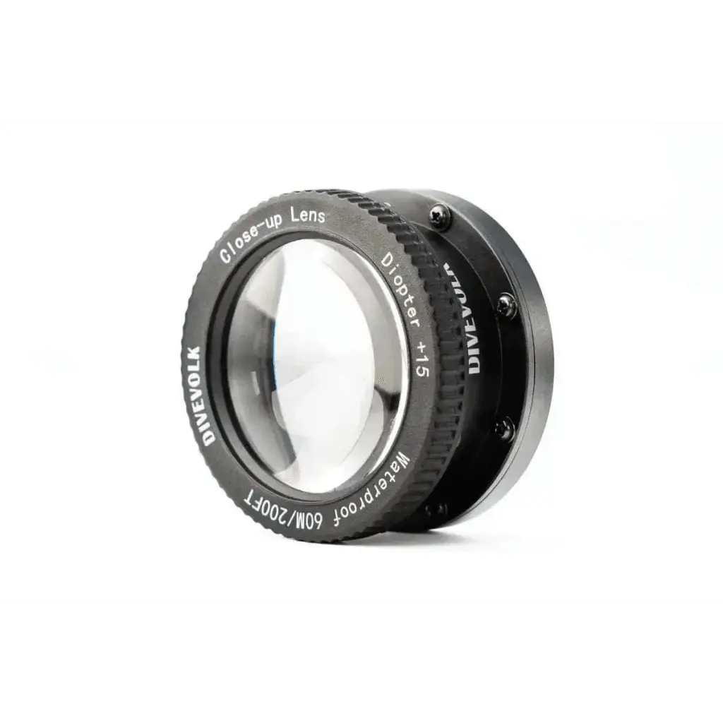 Divevolk Macro Lens +15 with 67mm thread for underwater photography.