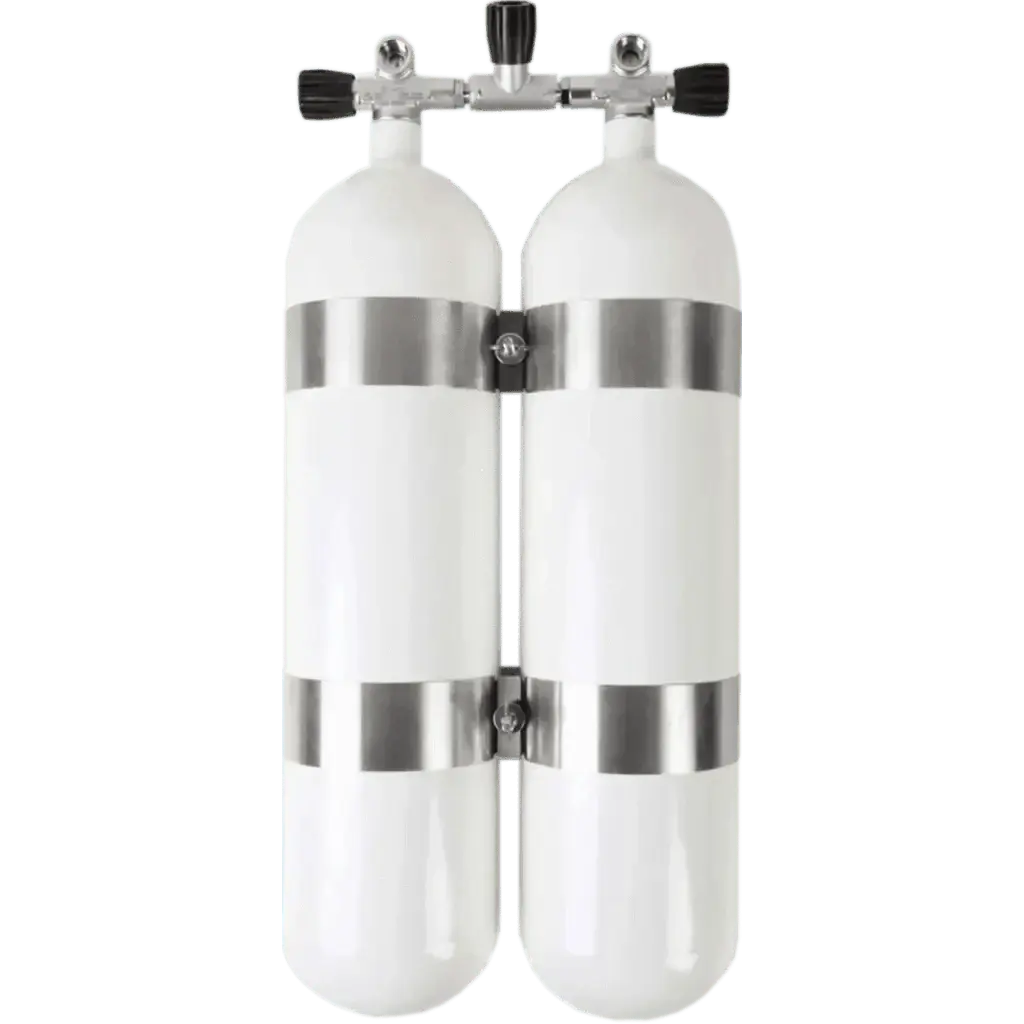 Double tanks with TUEV certification, white D7 232 bar capacity.