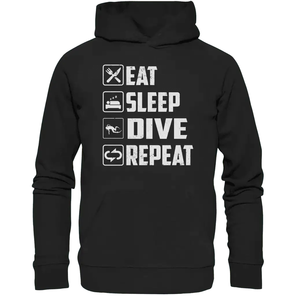Eat Sleep Dive Repeat - Organic Hoodie - Black / XS