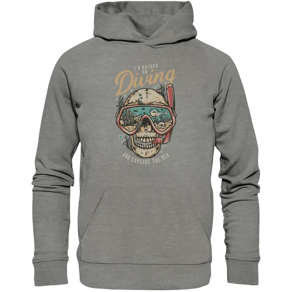 i’d rather go diving - Organic Hoodie - Mid Heather Grey