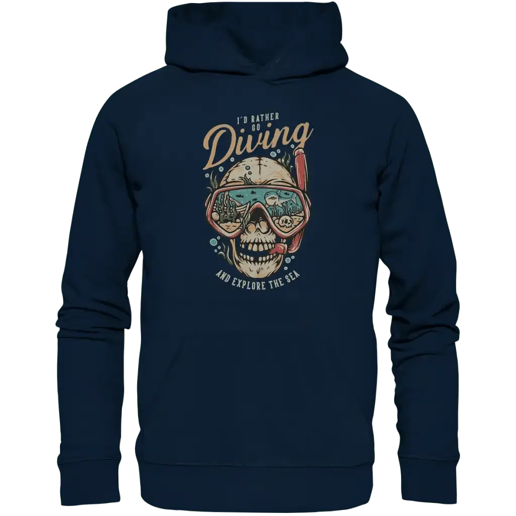i’d rather go diving - Organic Hoodie - French Navy / XS