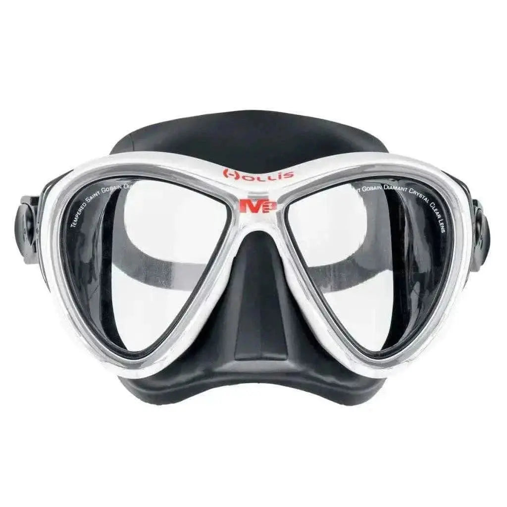 Diving mask M-3 in white and black with distortion-free lenses.