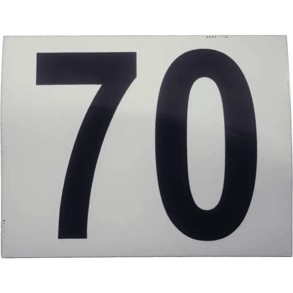 MOD Decal 70 white/black, 10.5cm x 8cm, bold numbers.