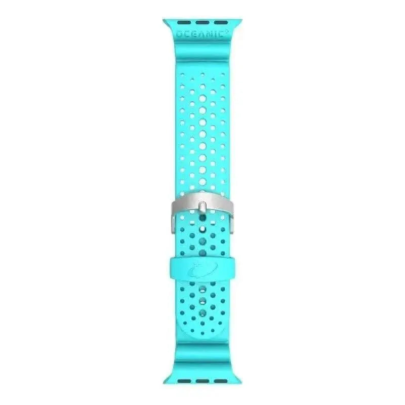 Oceanic+ Dive Watch Band for Apple Watch Ultra in Aqua color with stainless steel clasp.