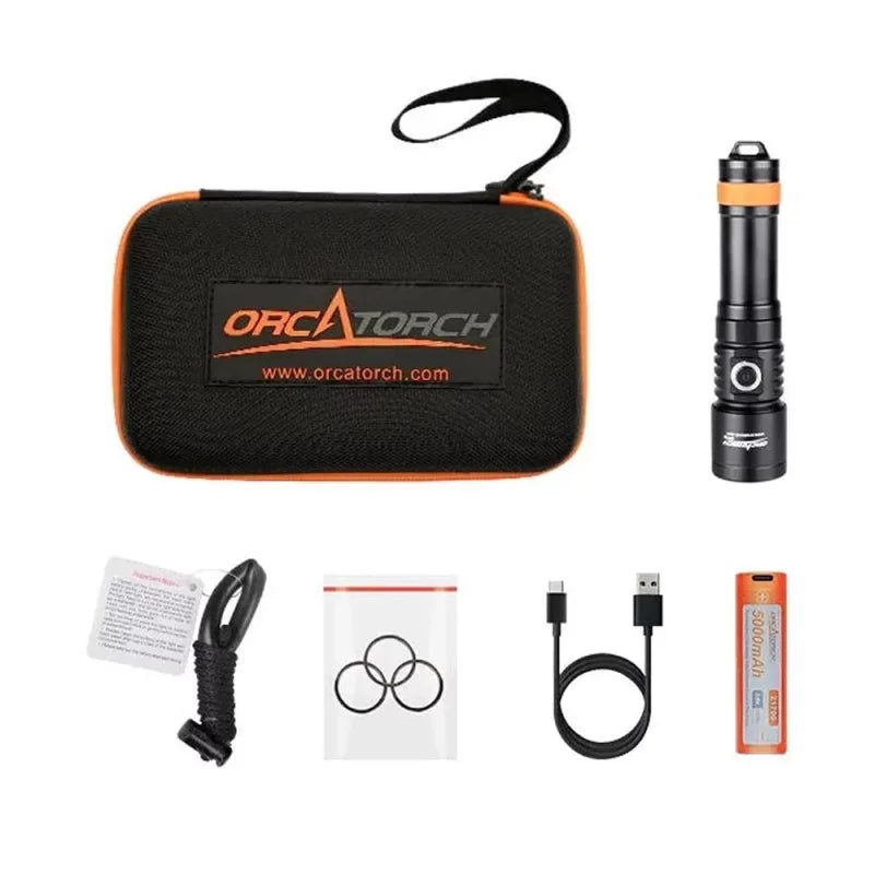 Orca Torch - D710 - Kompakte Tauchlampe - max. 3000 Lumen Schwarz Orcatorch
