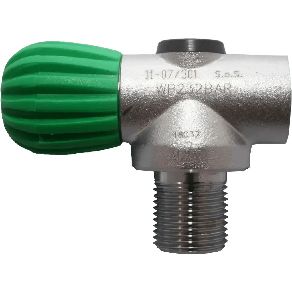 Rebreather Valve M26x2 Handwheel Inline matt chrome M25x2