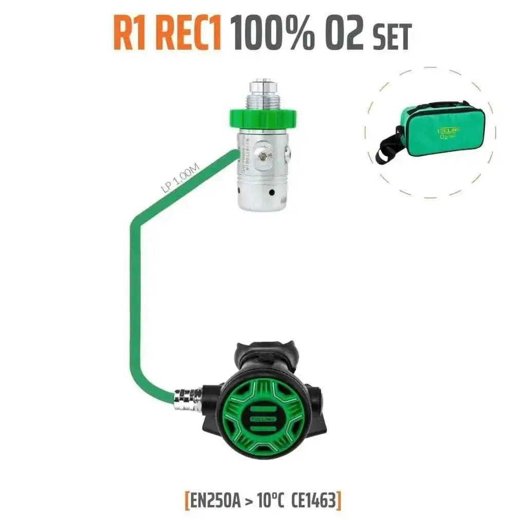 Tecline R1 REC1 O2 set with regulator and carrying case.