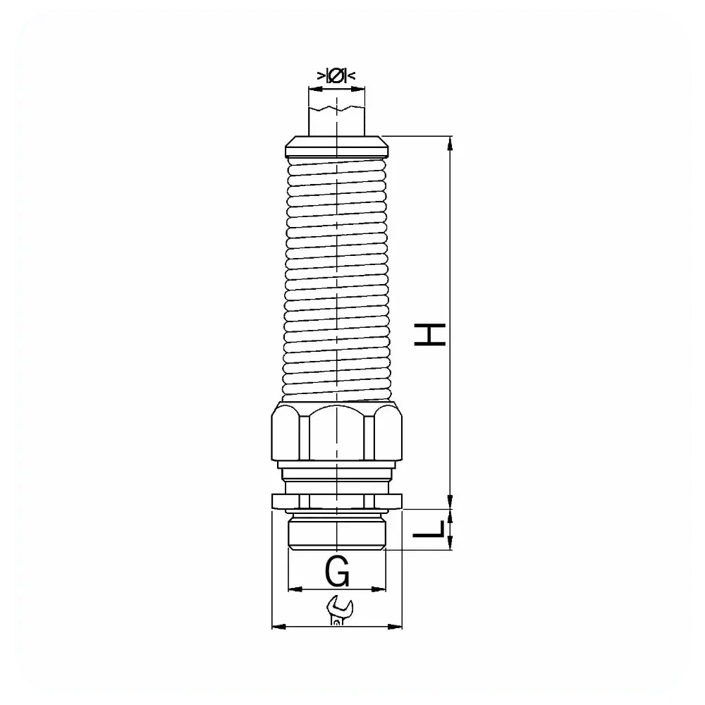WAM Sealing Gland w. protection spring nickelplated M12x1.5