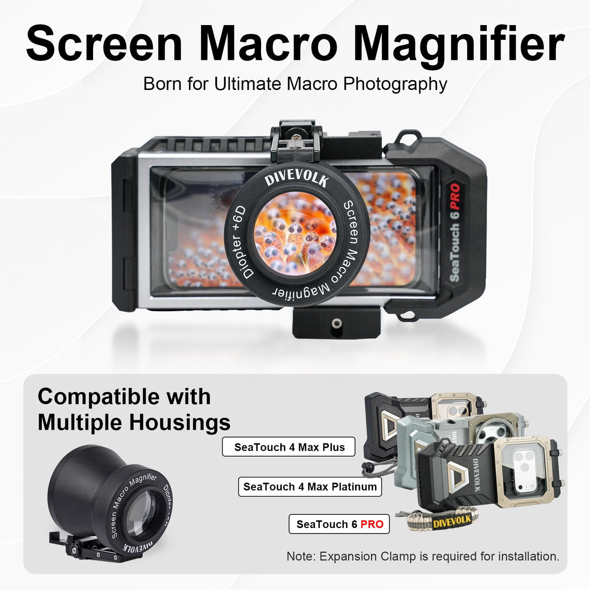 Makro Display-Lupe am SeaTouch-Gehäuse montiert