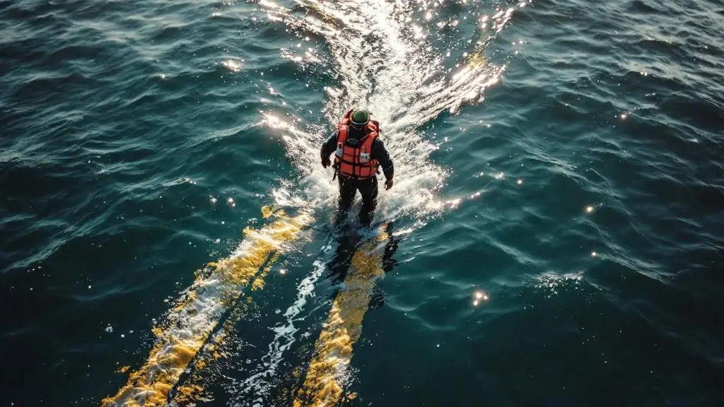 Taucherin stellt eine Frage an ihren Tauchlehrer