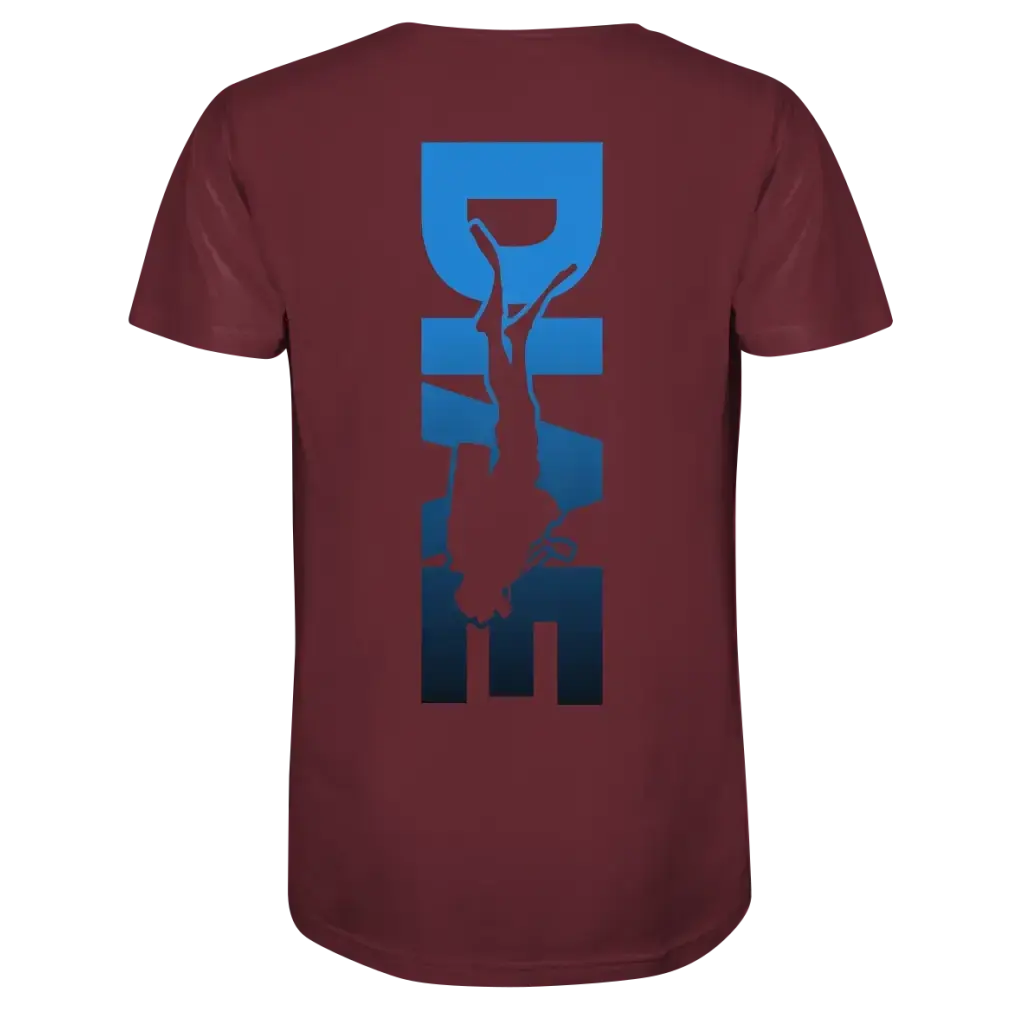 Dive Down Logo auf der Rückseite - Organic Shirt - Burgundy