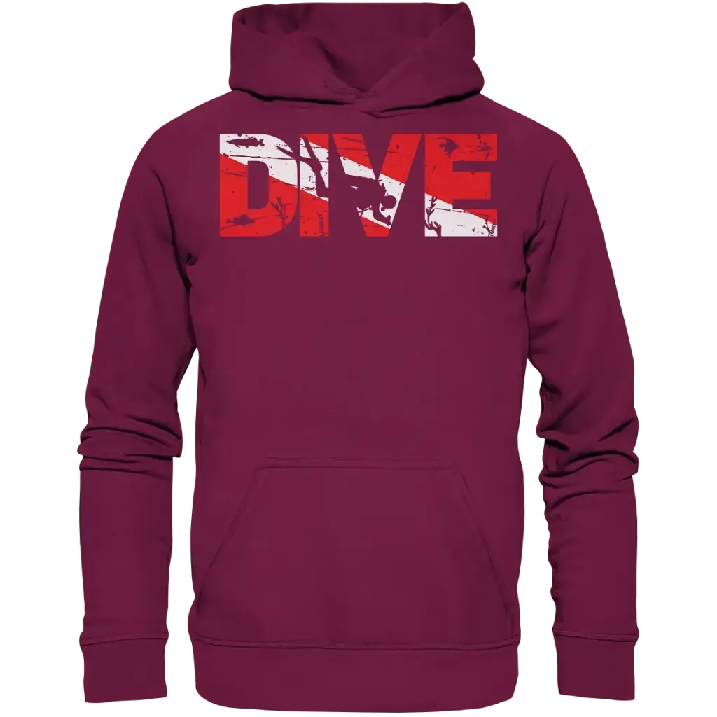 Dive Flag - Basic Unisex Hoodie - Burgundy / XS - Hoodies