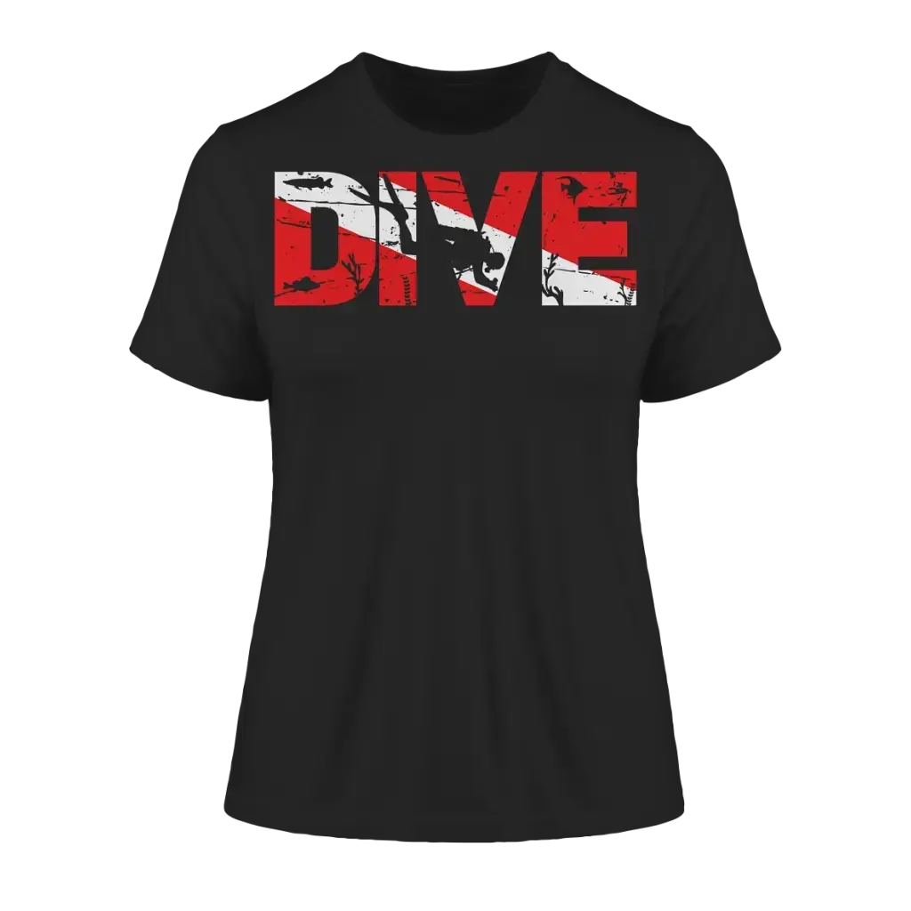 Dive Flag - Fitted Ladies Organic Shirt - Black / XS