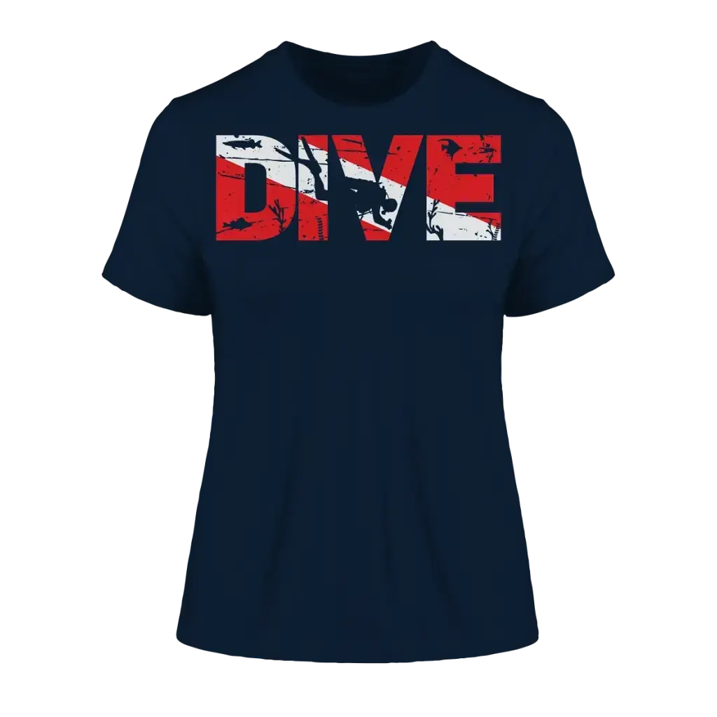 Dive Flag - Fitted Ladies Organic Shirt - French Navy / XS
