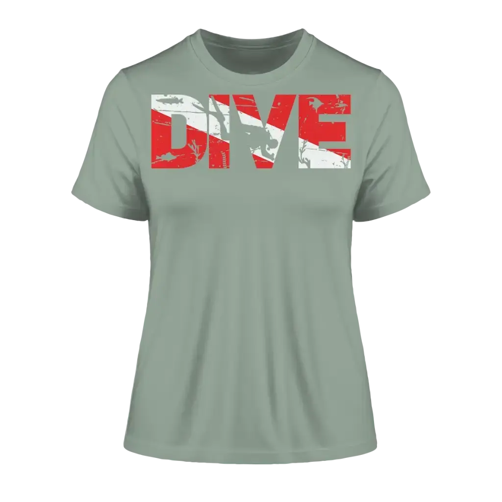 Dive Flag - Fitted Ladies Organic Shirt - Aloe / XS