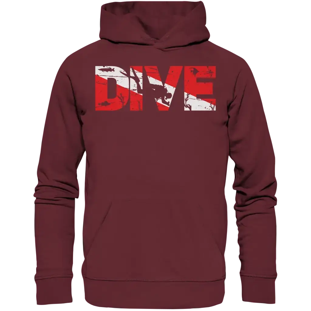 Dive Flag - Organic Basic Hoodie - Burgundy / XS - Hoodies