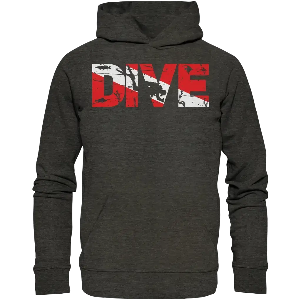 Dive Flag - Organic Basic Hoodie - Dark Heather Grey / XS