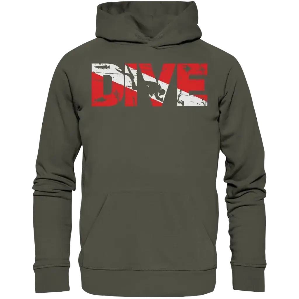 Dive Flag - Organic Basic Hoodie - Khaki / XS - Hoodies