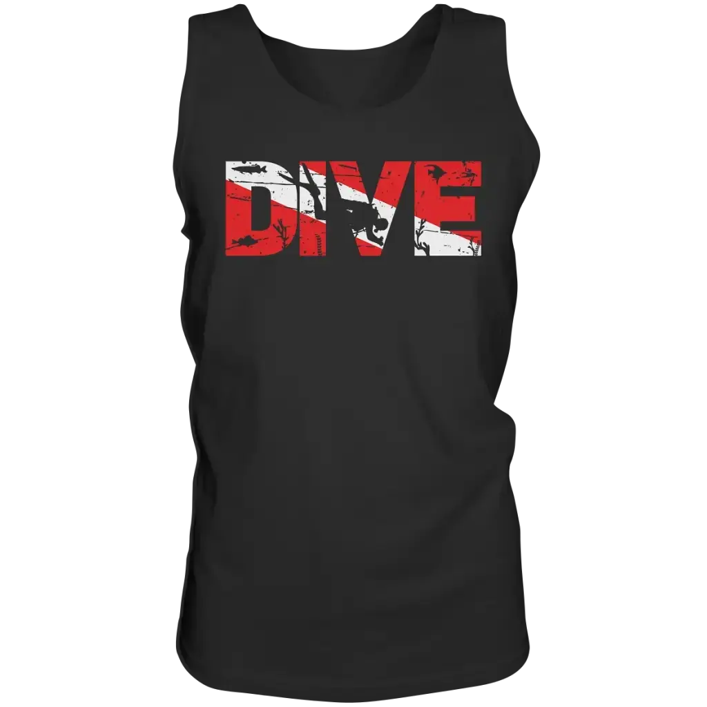 Dive Flag - Relaxed Tank Top - Black / S - Tank-Tops