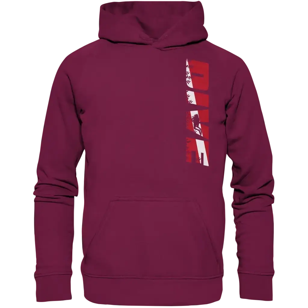 Dive Side Print - Basic Unisex Hoodie - Burgundy / XS