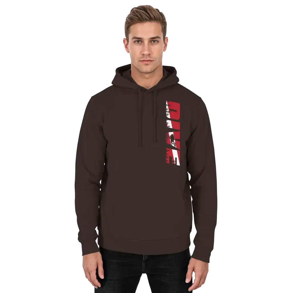 Dive Side Print - Basic Unisex Hoodie - Hot Chocolate / XS
