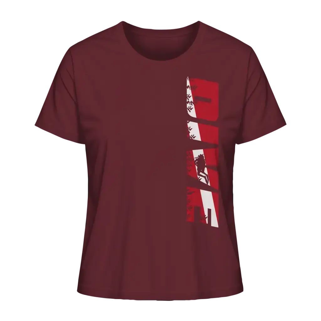 Dive Side Print - Ladies Organic Shirt - Burgundy / XS