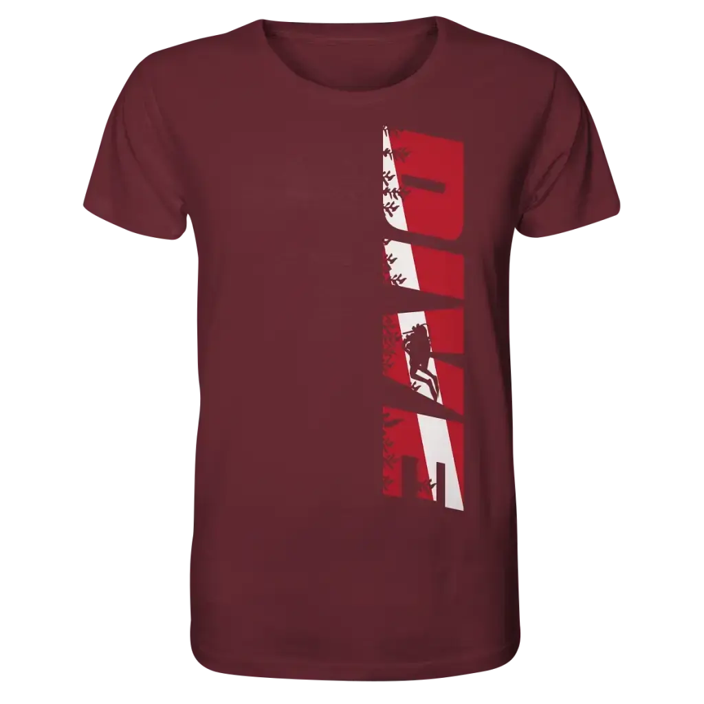 Dive Side Print - Organic Shirt - Burgundy / XS