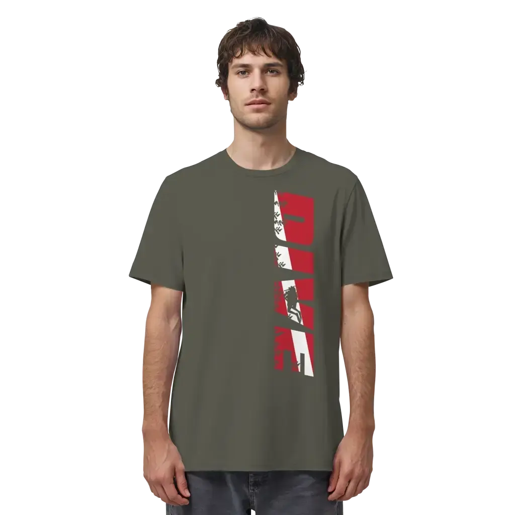 Dive Side Print - Organic Shirt - Khaki / XS - Unisex-Shirts