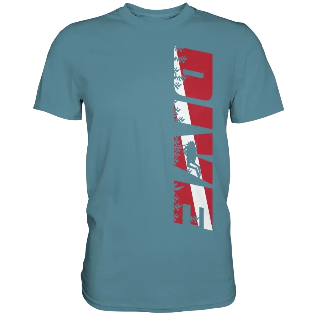 Dive Side Print - Premium Shirt - Stone Blue / XS